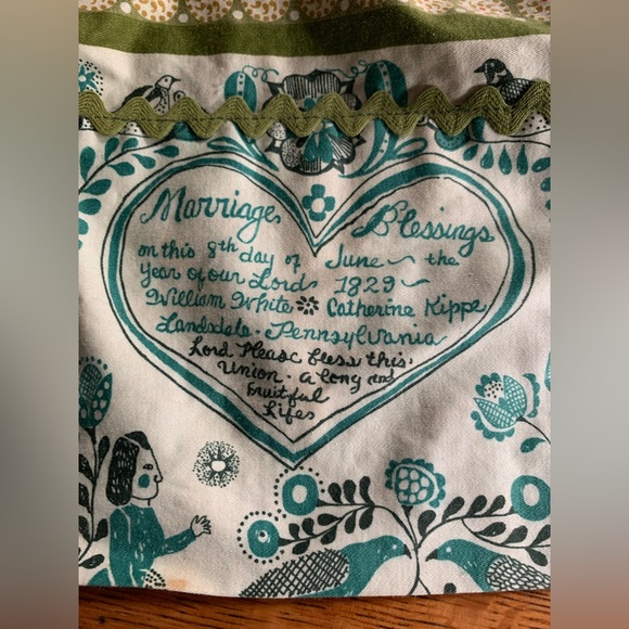 Vintage Waverly Bonded Glosheen Half Apron Marriage Blessing MCM￼ Ricrac 70s ? - Picture 2 of 16